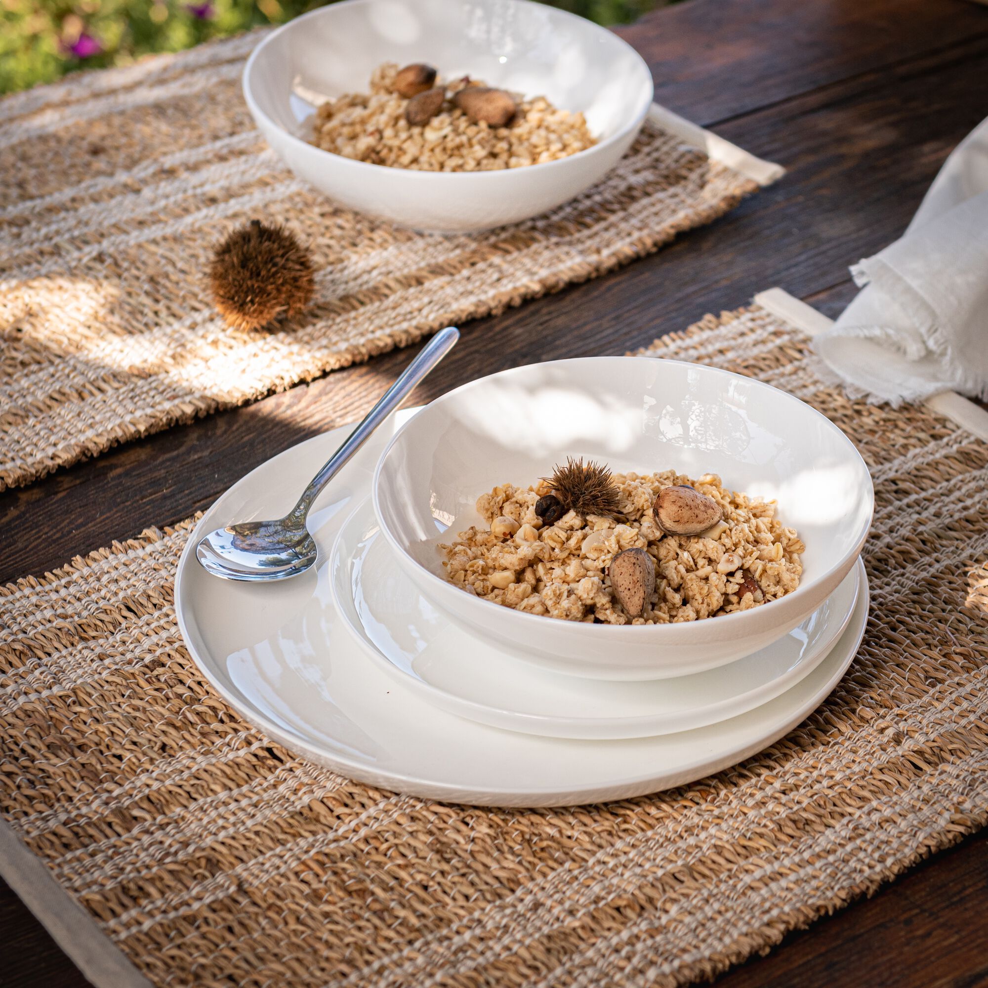 SONA - Set de table en paille et en coton - naturel 33x48cm