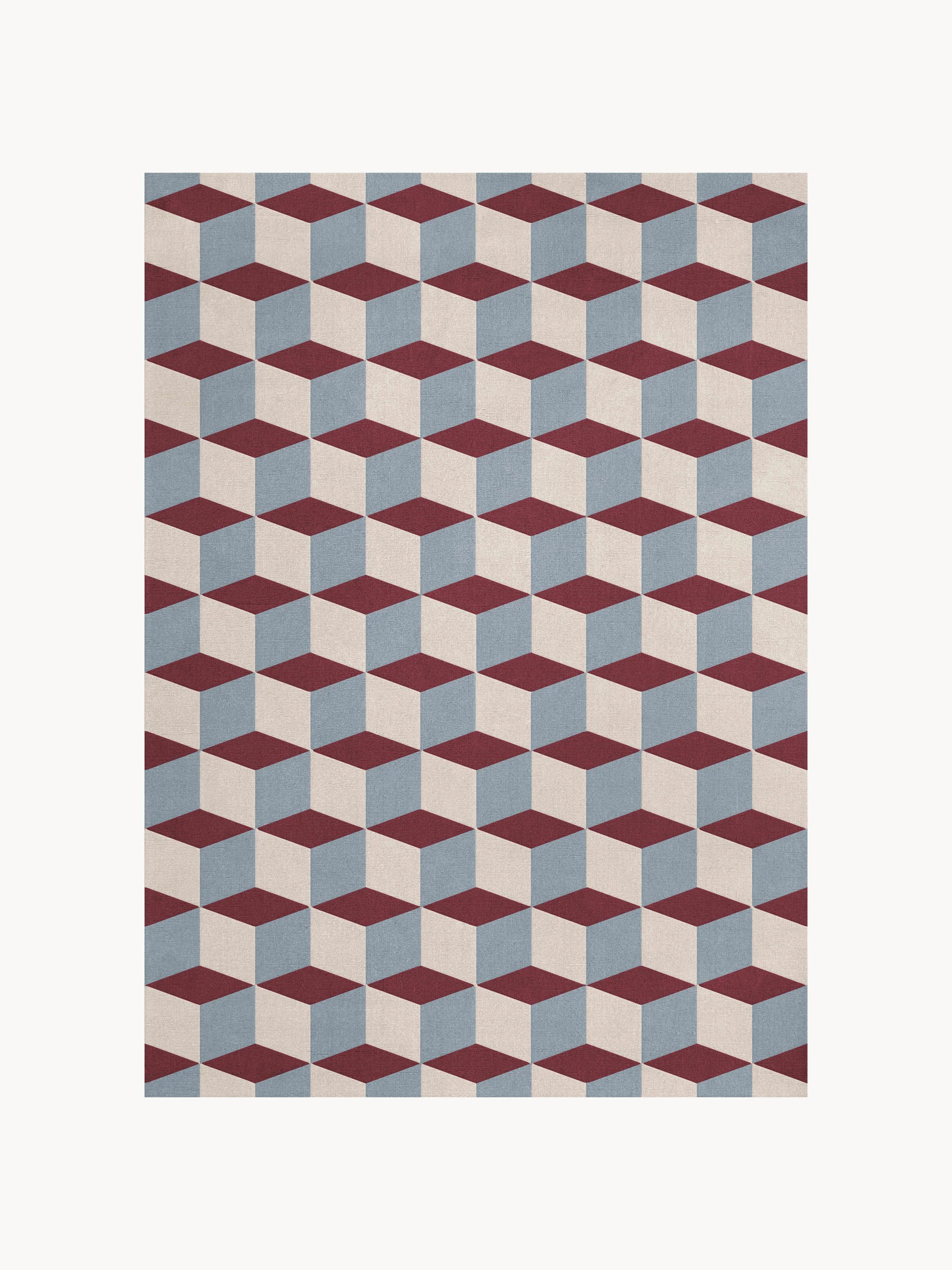 Handgewebter Kurzflor-Wollteppich Mulberry Sky