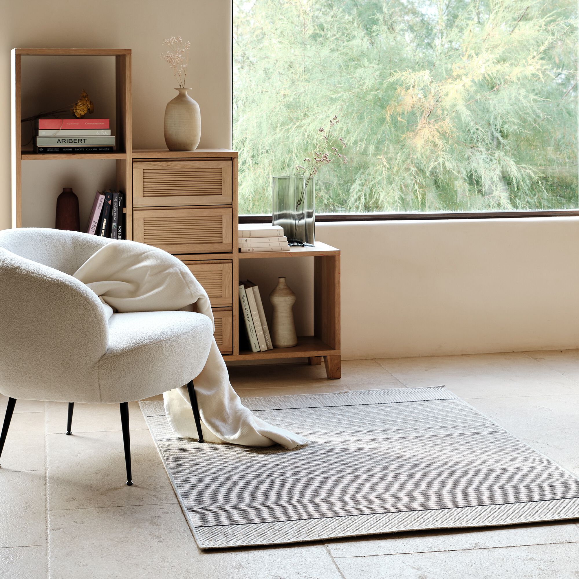 MEDINE - Tapis tissé intérieur extérieur 120x170cm - beige