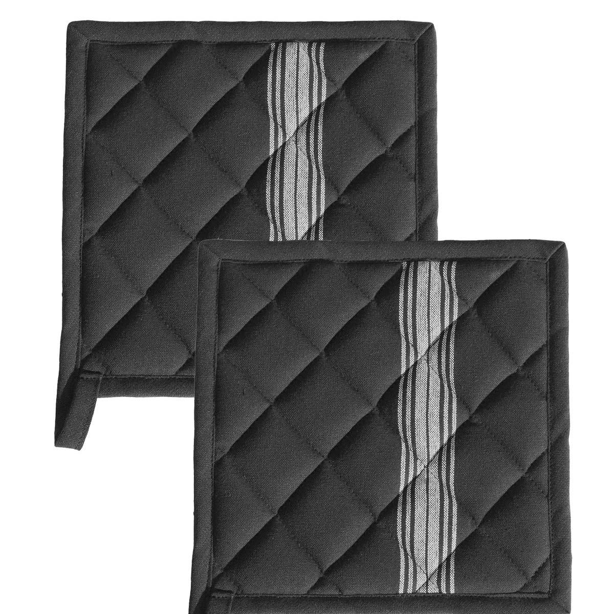 SKANDLIFE - Lot de 2 maniques de cuisine  noir 20x20 cm