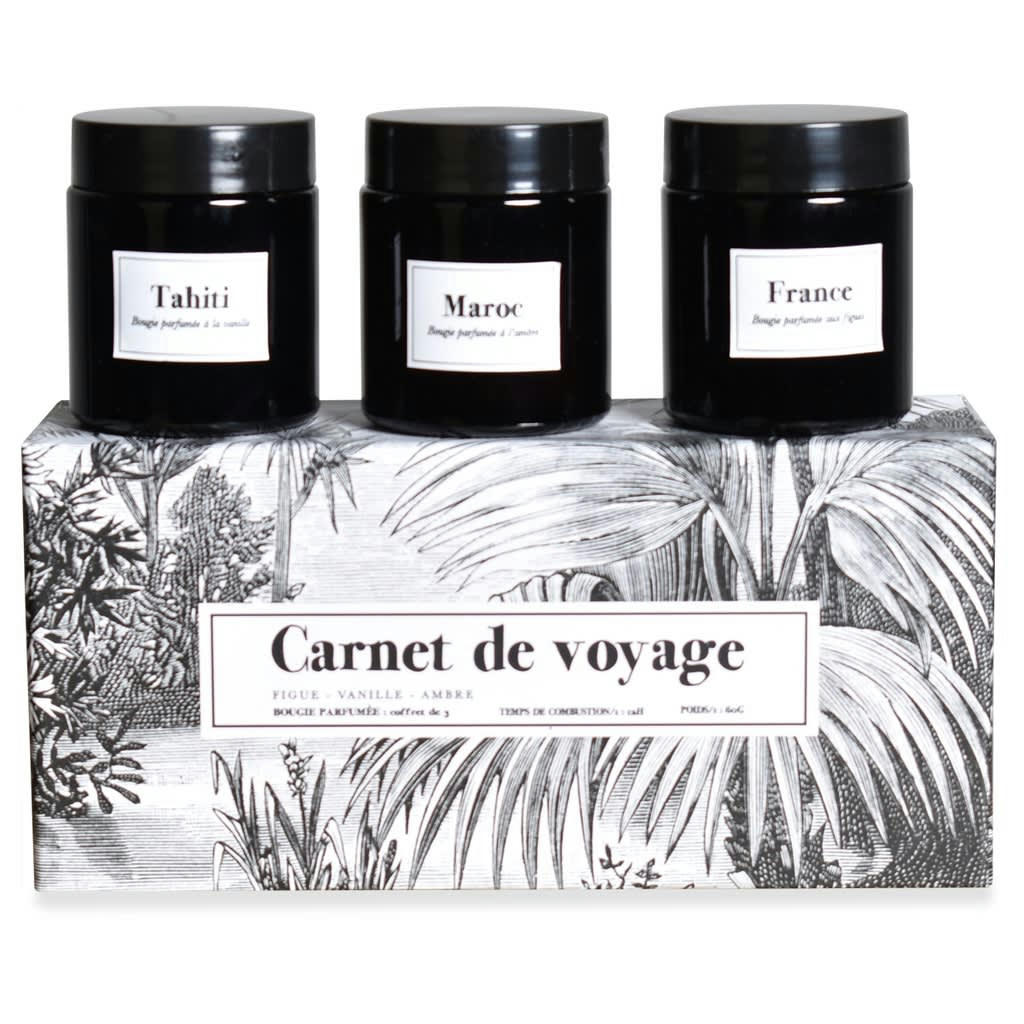 - Coffret de 3 bougies figuier vanille et ambre D6cm