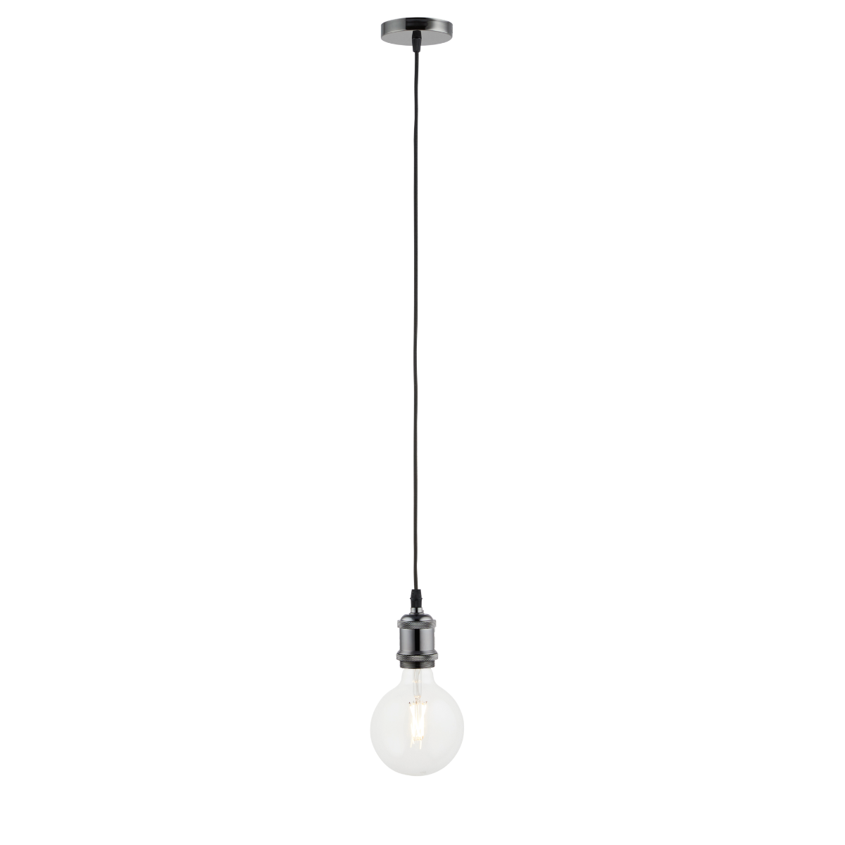 Lighto | Pendel Zwart Titanium | Inclusief Lichtbron Helder | Vintage | 1.5m Snoer | Met Plafondkap