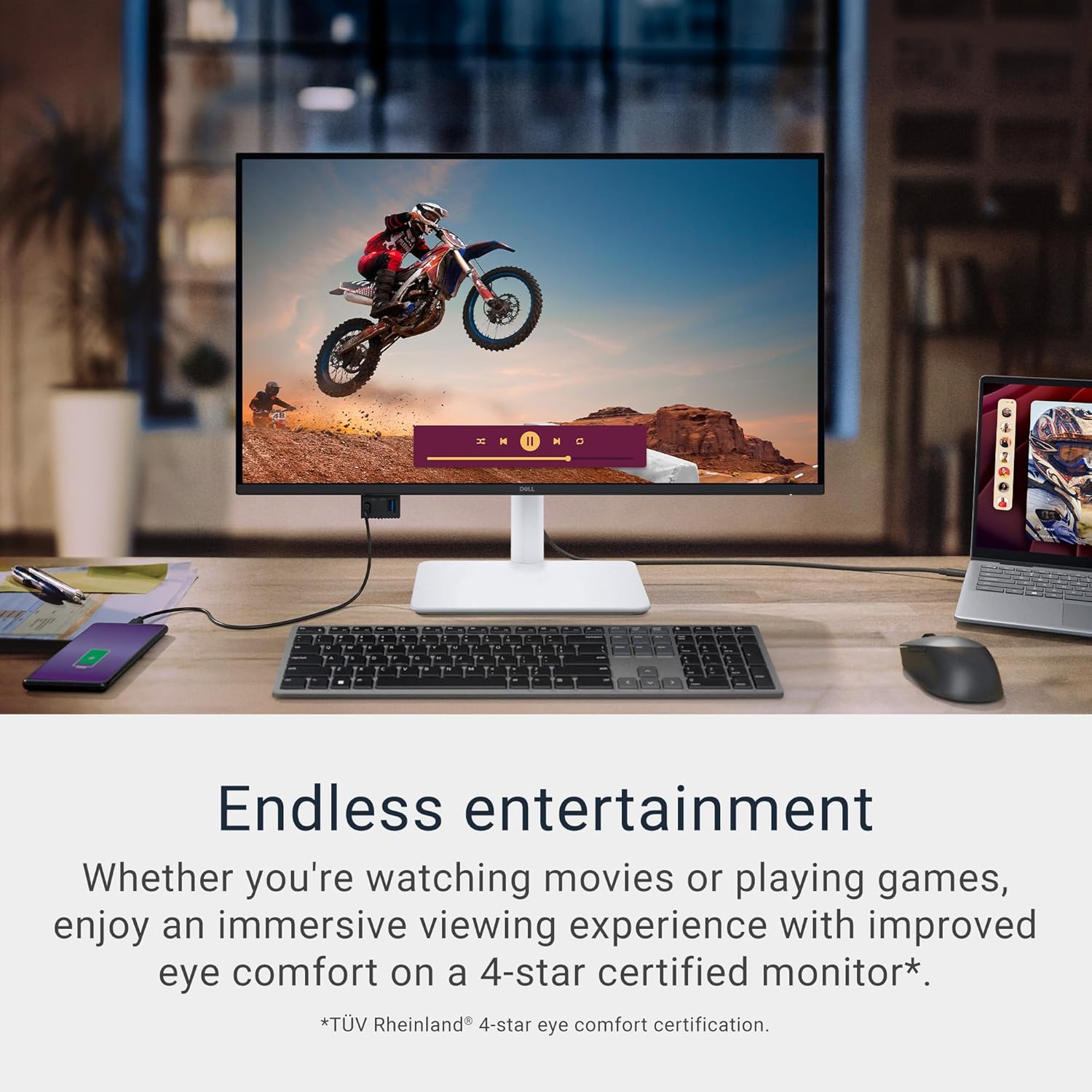 Dell 27 Plus 4K USB-C Monitor - S2725QC - 27-inch 4K (3840 x 2160) 120Hz 16:9 Display, AMD FreeSync Premium, sRGB 99%, Integrated Speakers, 1500:1 Contrast Ratio, Comfortview - Ash White