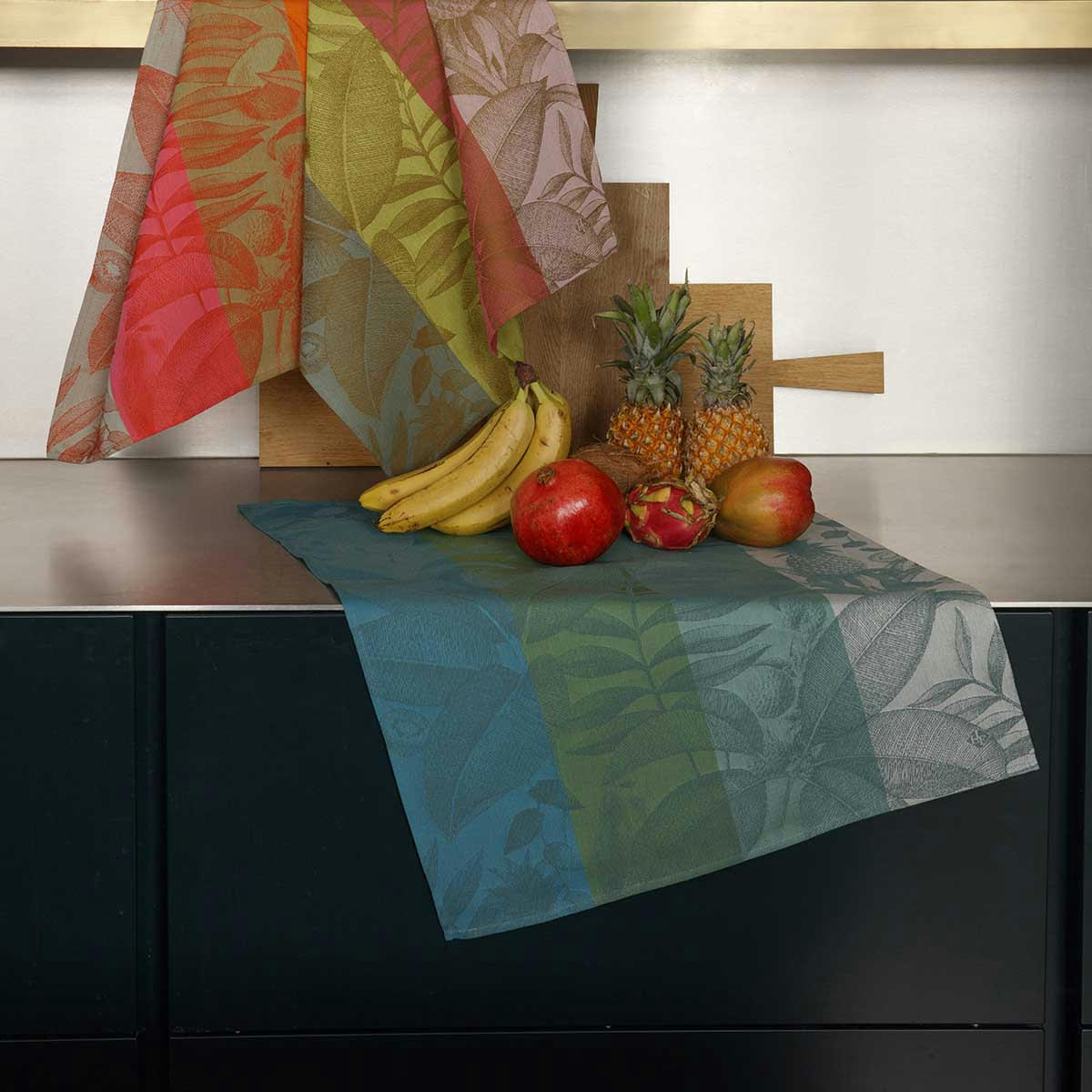 FRUITS EXOTIQUES - Torchon en coton palme 60 x 80