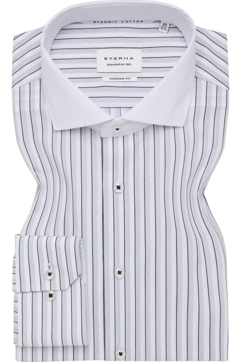 ETERNA Modern Fit Hemd grau, Gestreift