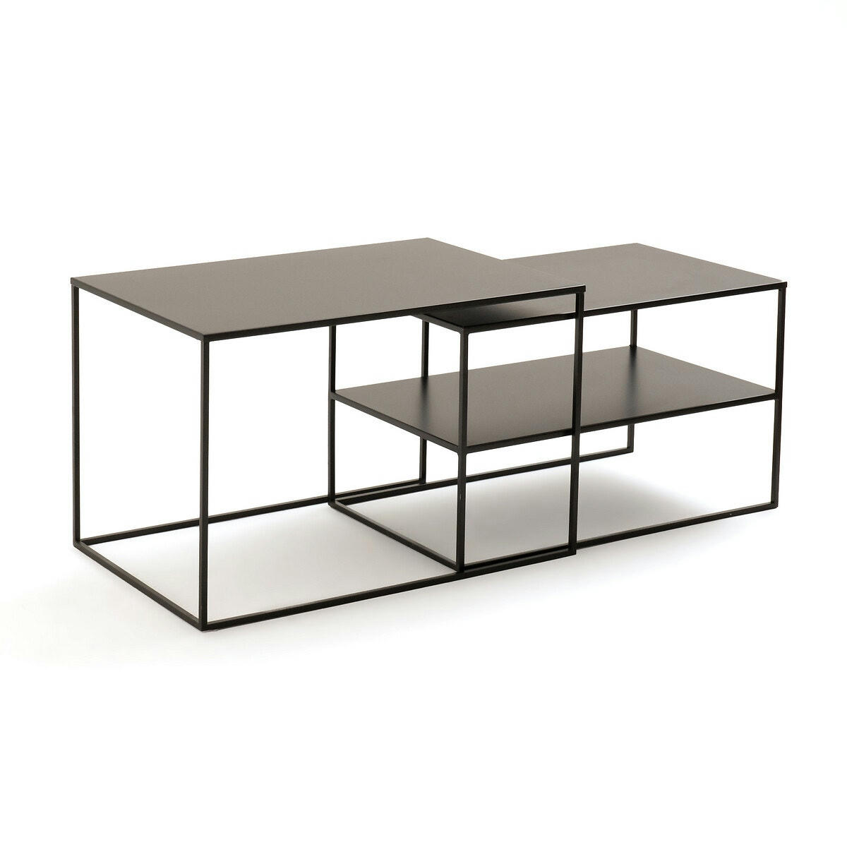 Lot de 2 tables basses gigognes acier, Hiba