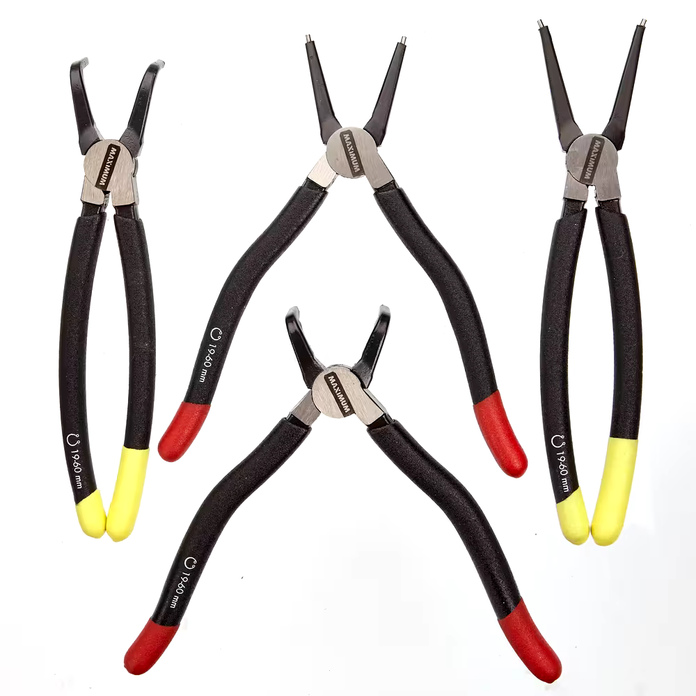 MAXIMUM Snap Ring Pliers Set, High-Quality Forged Tool Steel, Soft Vinyl Grip, Colour Coded Tips, 4-pc