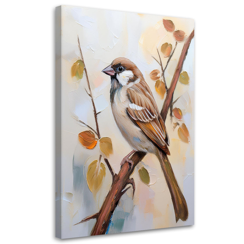 Feeby Obraz na płótnie, Ptak na gałęzi boho 40x60