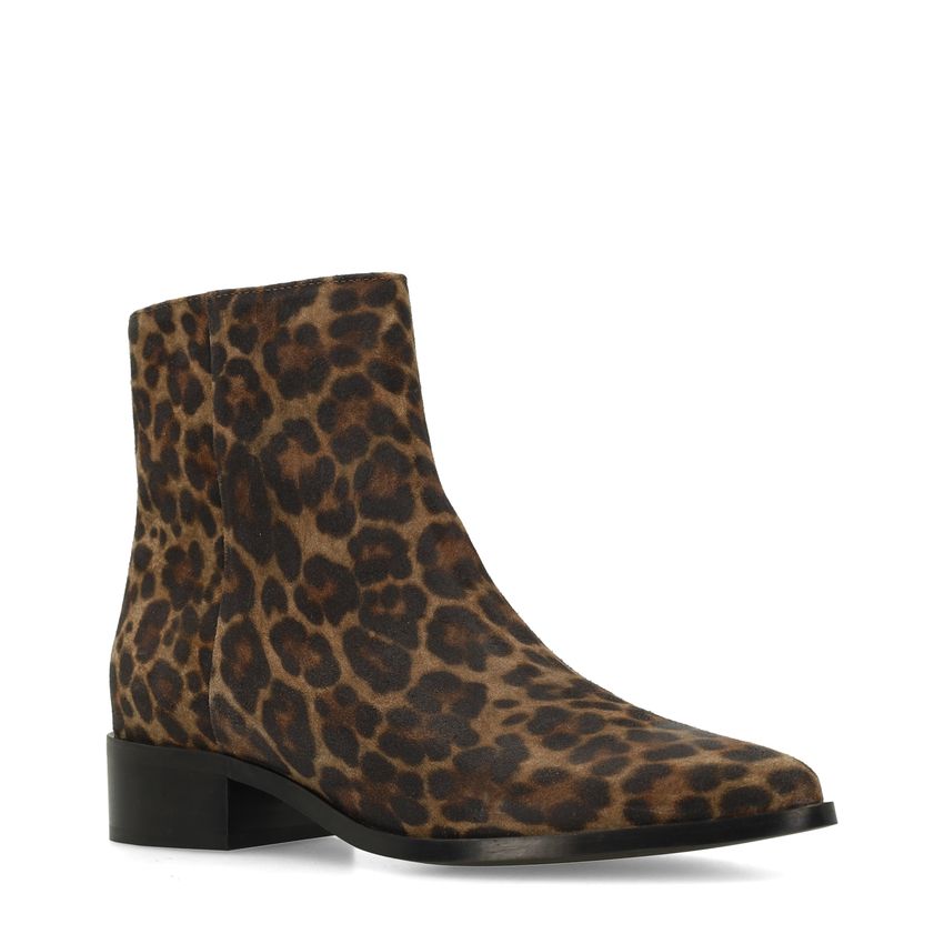 Manfield Leopard suède enkellaarsjes