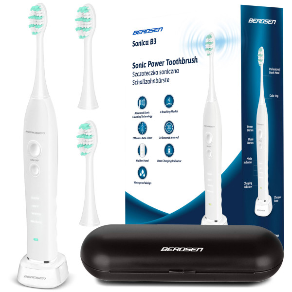 Szczoteczka soniczna do zębów Berdsen Sonica B3 biały   etui 5164-5191
