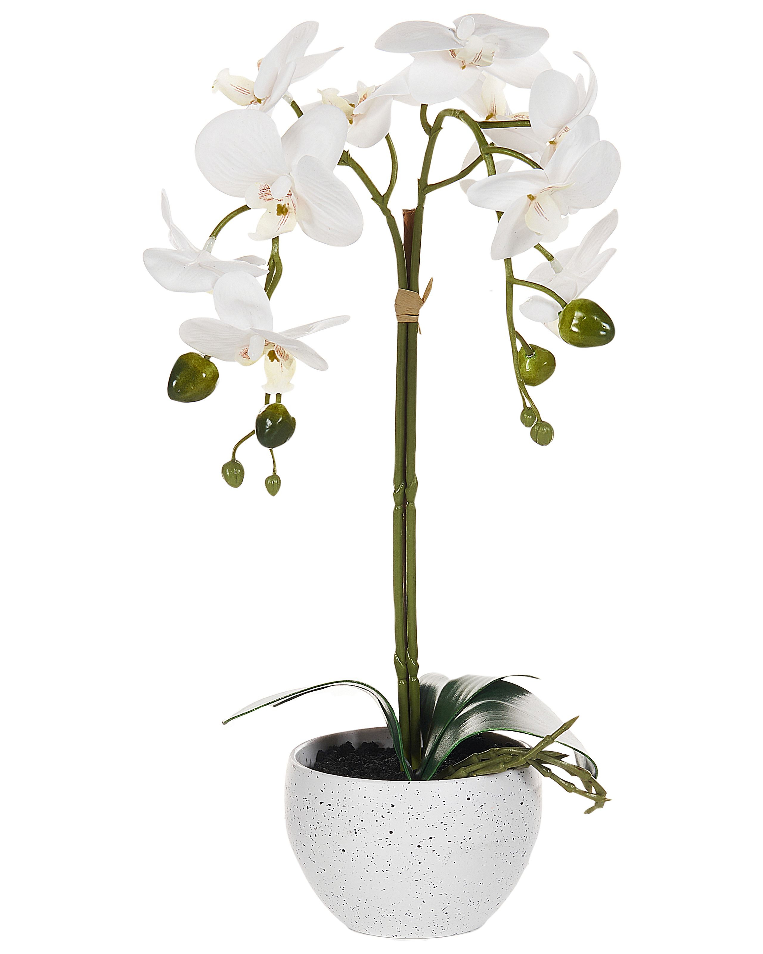 Sztuczna roślina biała orchidea w doniczce 42 cm