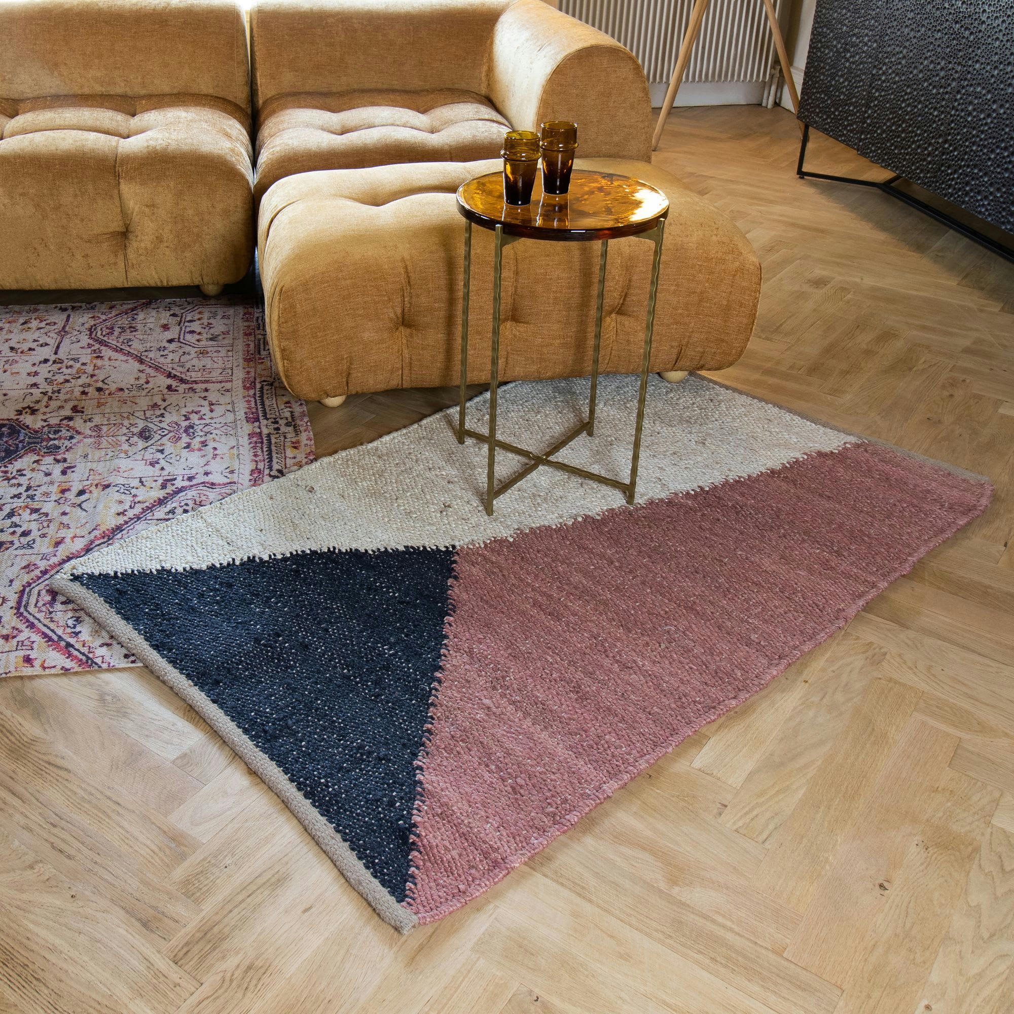 ZODIAC - Tapis en jute beige, noir et brique 90x150cm