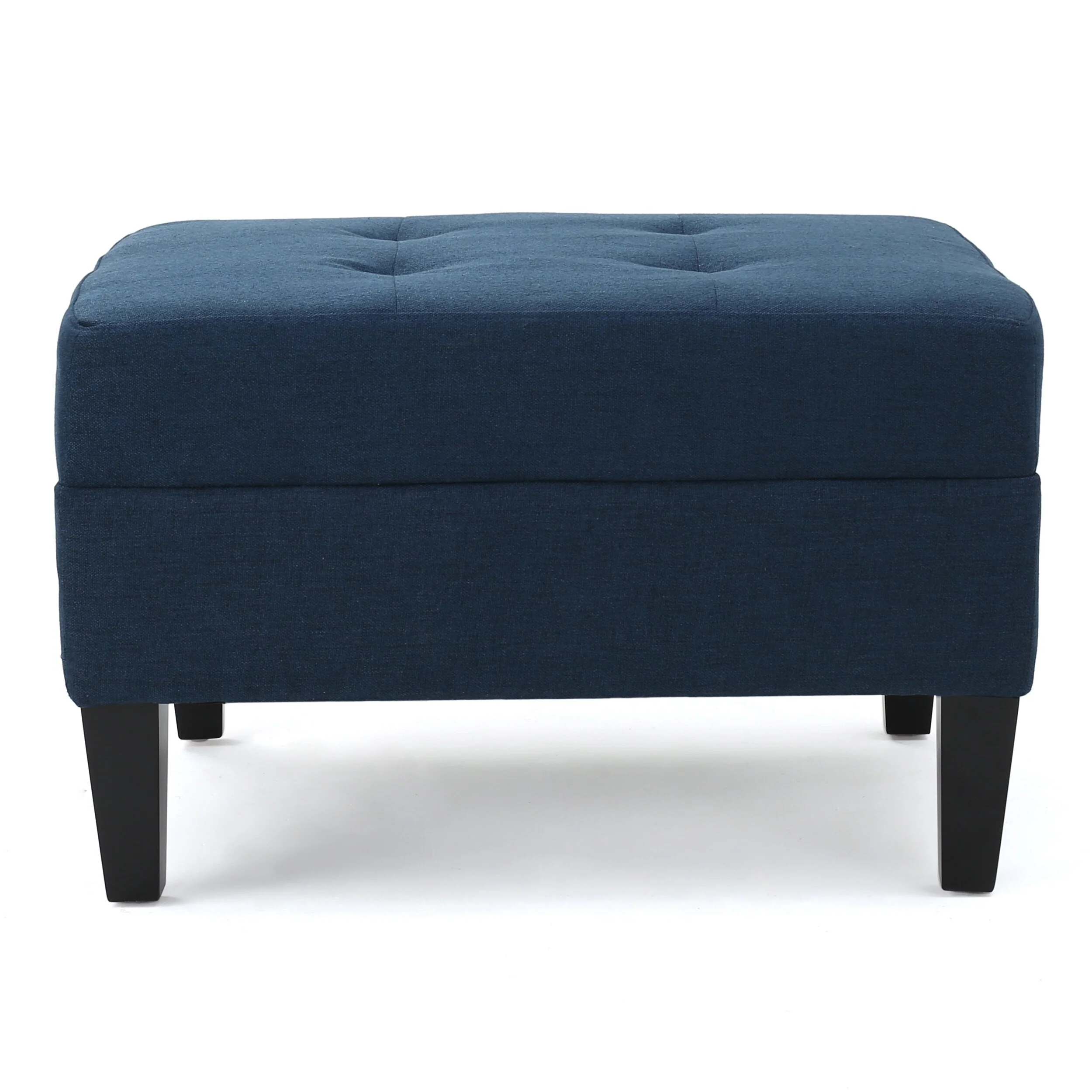 Roomfitters Modern Tufted Ottoman with Storage, Upholstered Footrest, Ottoman Stool with Wooden Legs for Living Room, Blue