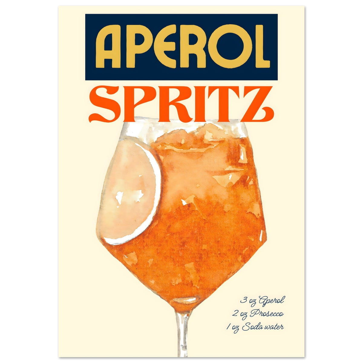 Artfulprints Poster Aperol Spritz - Original  - 70x100 cm - Oranje