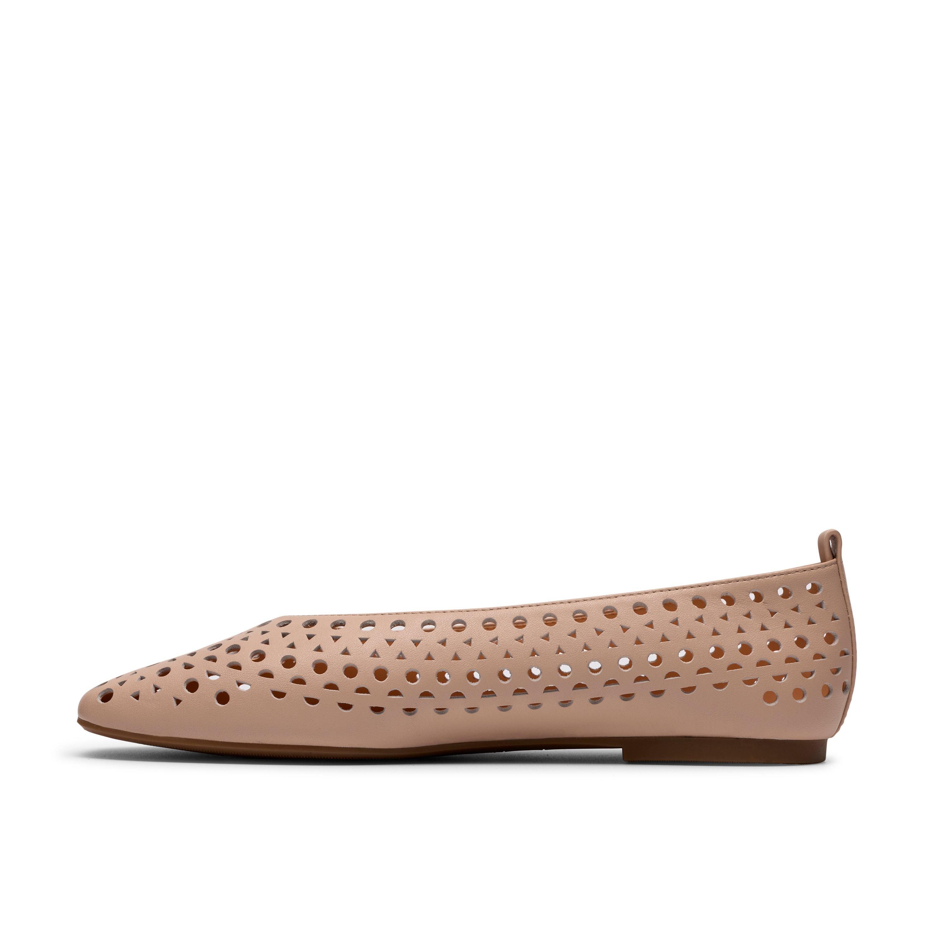 Clarks Befana Perf Praline Leather Slip Ons,Ballet Pumps
