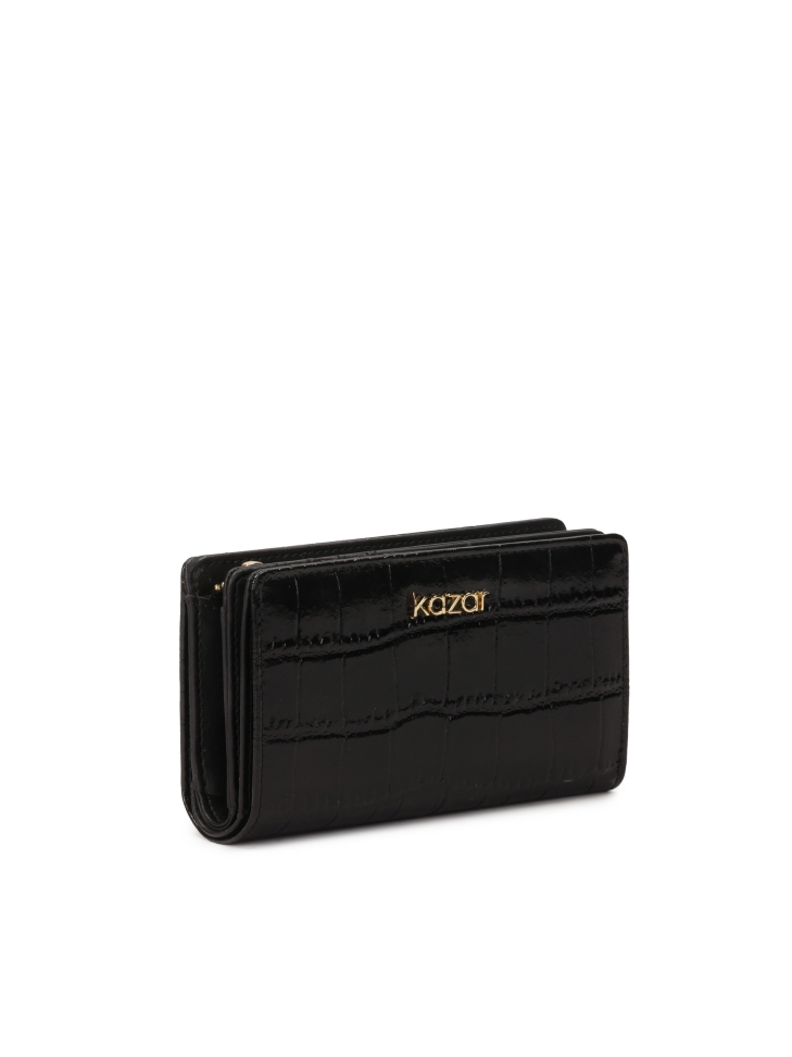 Black embossed leather wallet