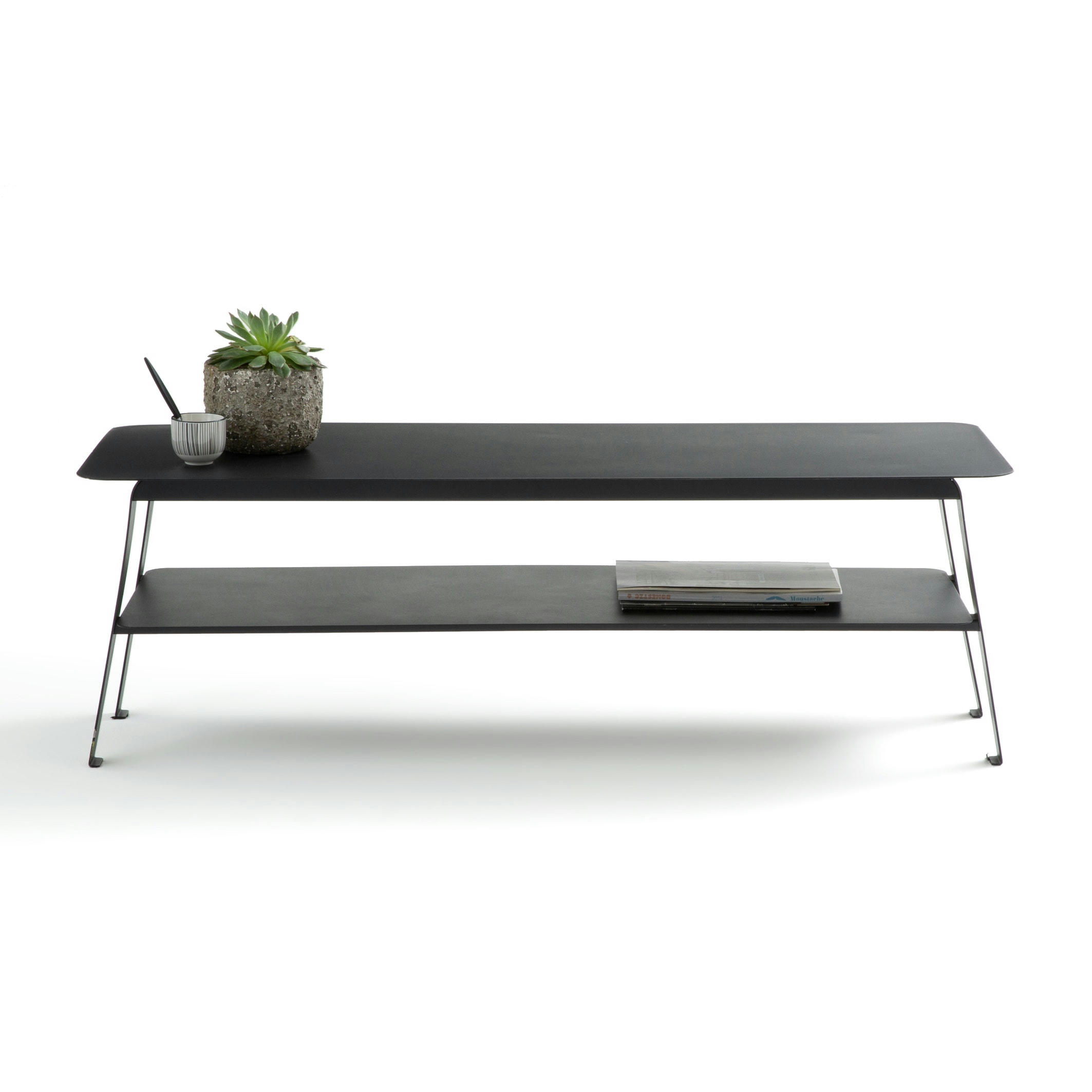 Table basse double plateaux en métal acier, Hiba