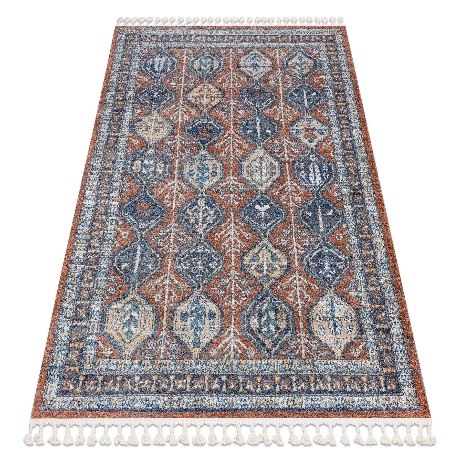 Dywan nowoczesny BELLE BG60A brązowy / róż Frędzle80x150 cm