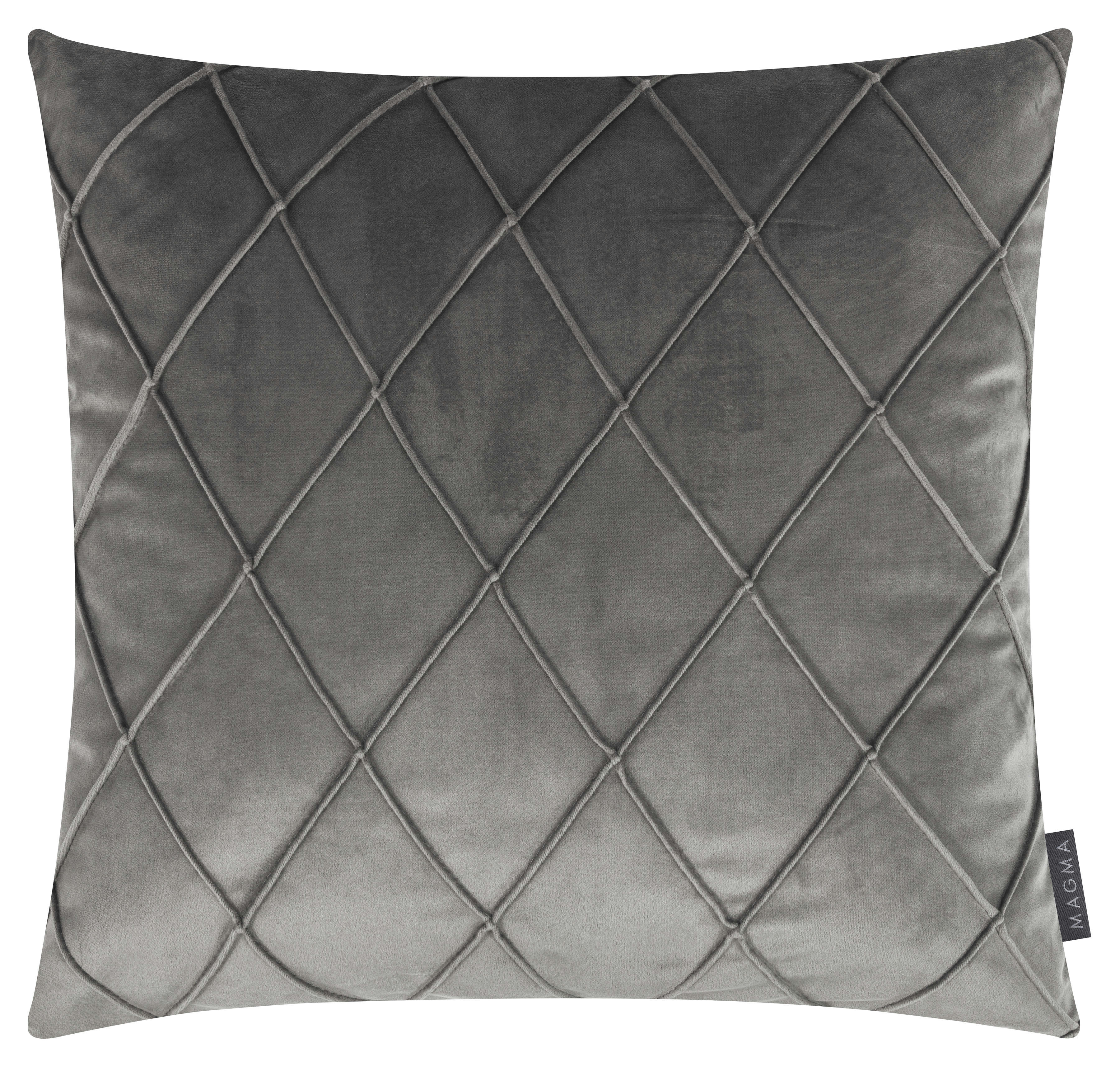 NOBLESS - Housses de coussin velours relief pli cousu gris 50x50-Lot de 2