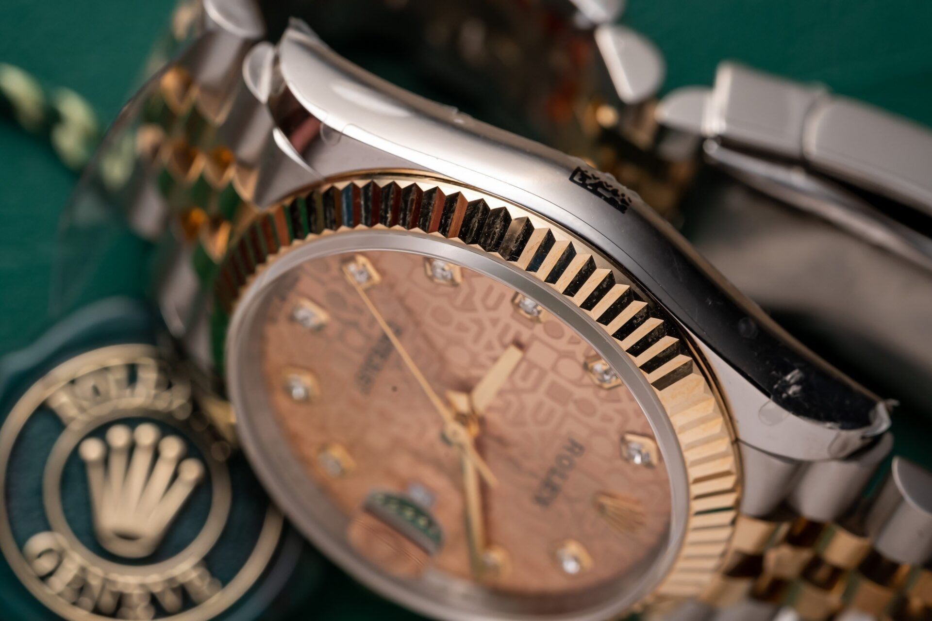Rolex Datejust SS/RG Plated Fluted Gold Dial CZ Diamonds 36mm Jub Super Clone
