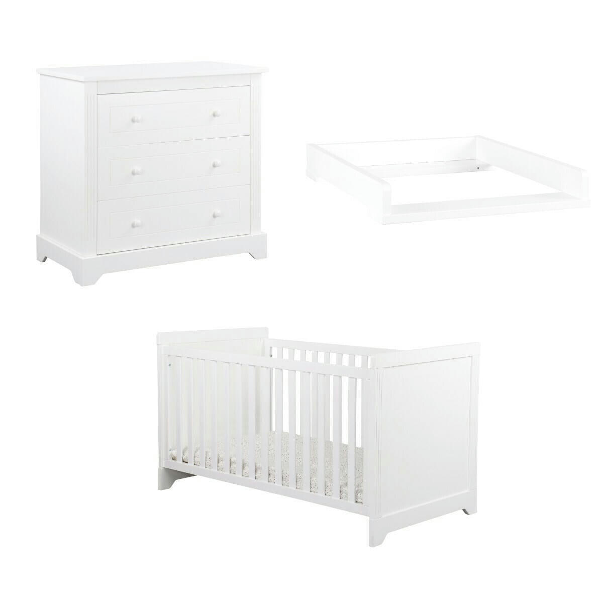 MONA - Chambre complète bébé 70x140 cm bois massif blanc