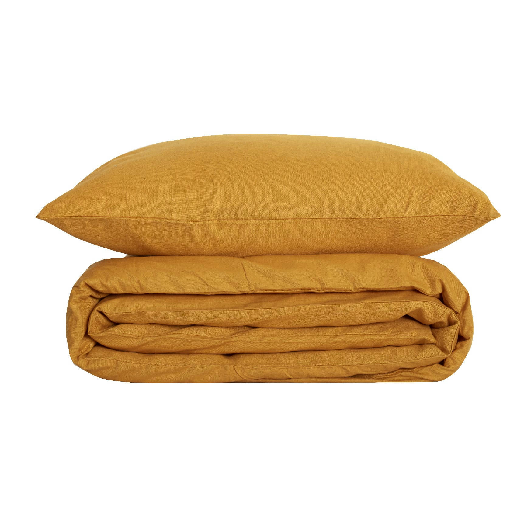 - Parure de lit en lin et coton coton/lin jaune ocre 240x220 cm