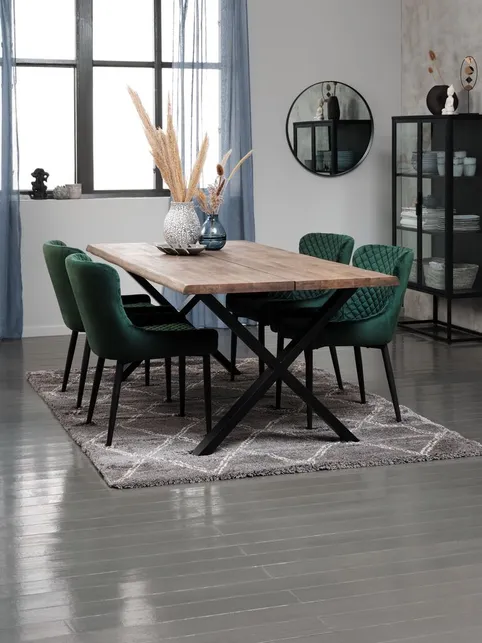 Spisebordsstol PEBRINGE velour grøn/sort