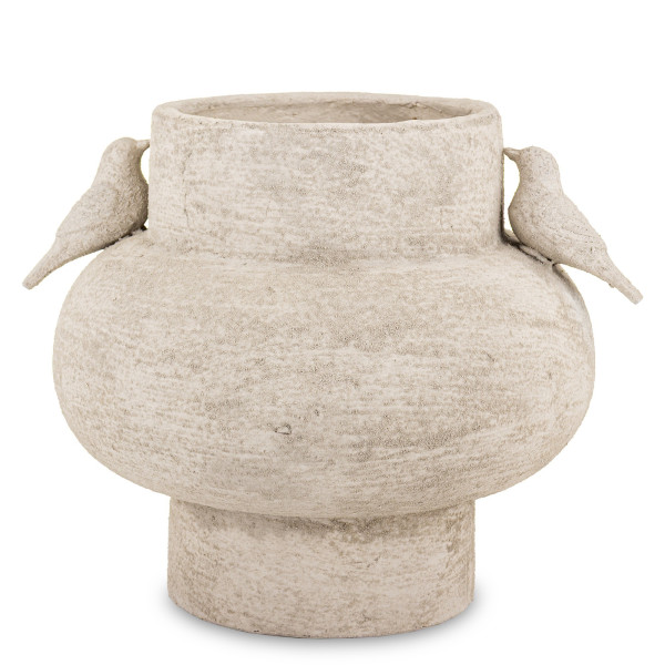 Wazon ceramicznyszary 30x35x31 cmz ptaszkami