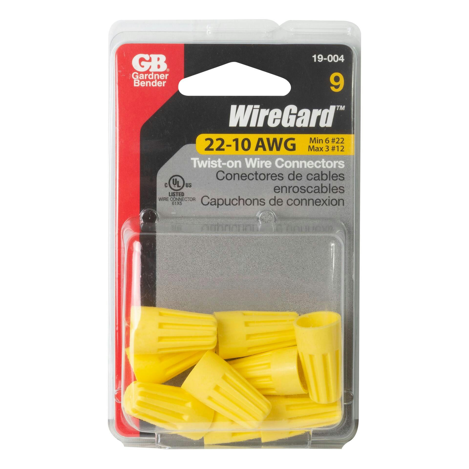 GARDNER BENDER 19-004 WireGard High Performance Twist On Wire Connectors, 18-10 AWG, Yellow, 9-pk