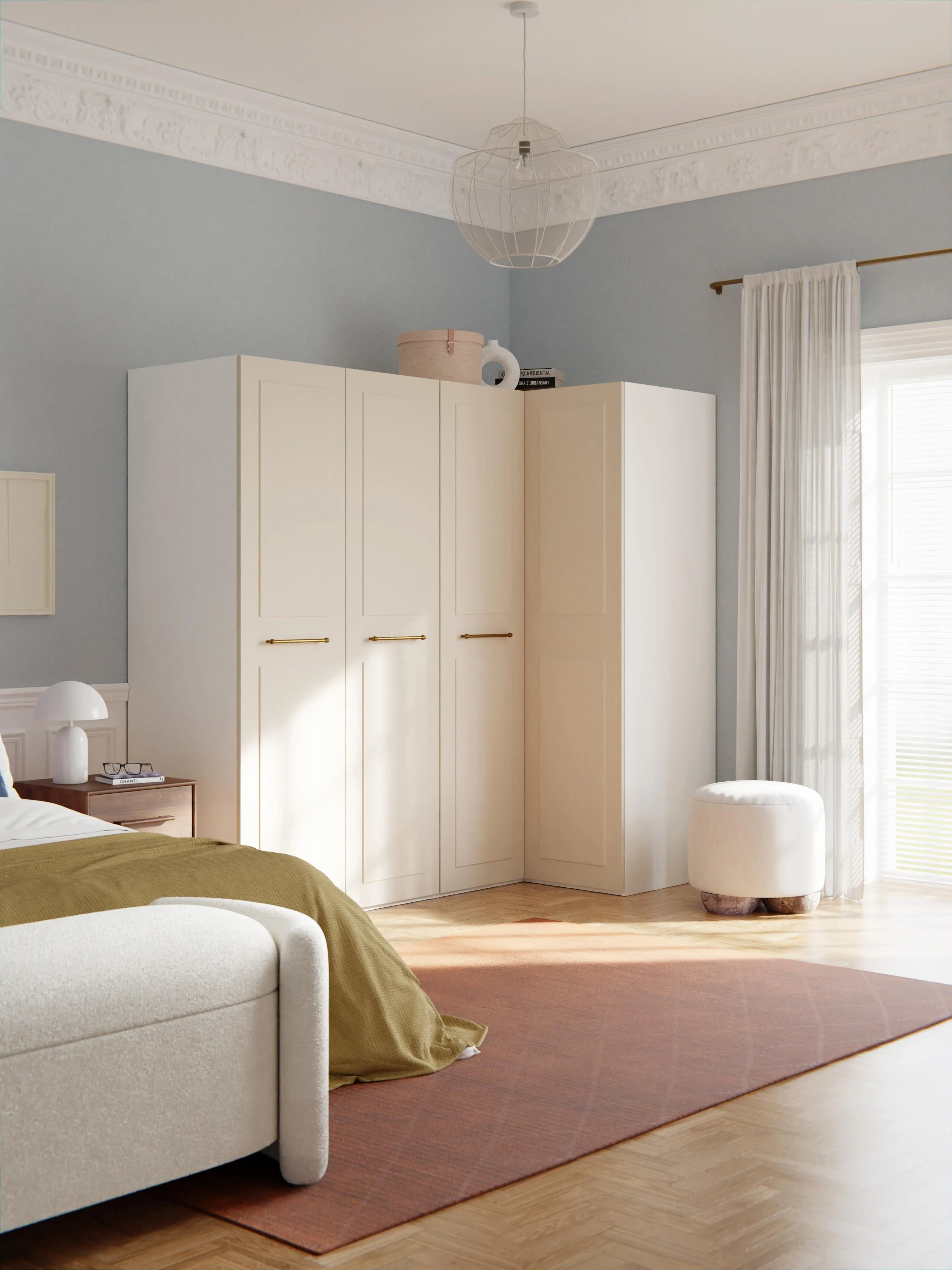 Modularer Eck-Kleiderschrank Charlotte, 215 cm Breite, in verschiedenen Größen