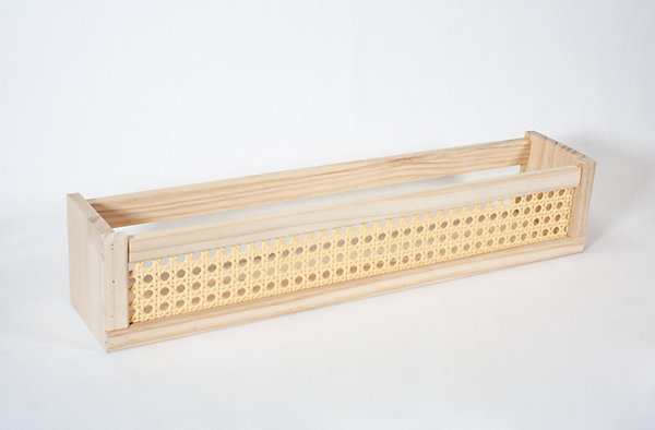 étagère murale en bois effet chêne et cannage rotin L.50 x H.10 x P.10 Ariane