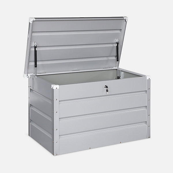 Coffre de jardin en métal -DALLAS - 285L gris aluminiun