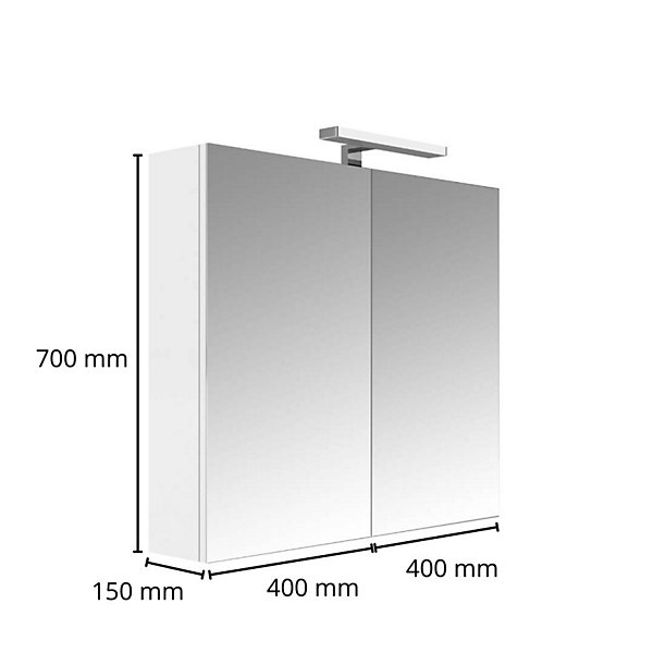 Armoire de toilette éclairante 2 portes 80 cm blanche Juno 2