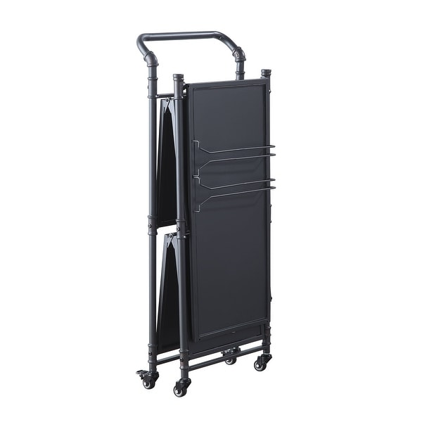 Water Pipe Style Serving Cart with 3 Tier Shelf , Kitchen Cart Wheel Included with Fold Function