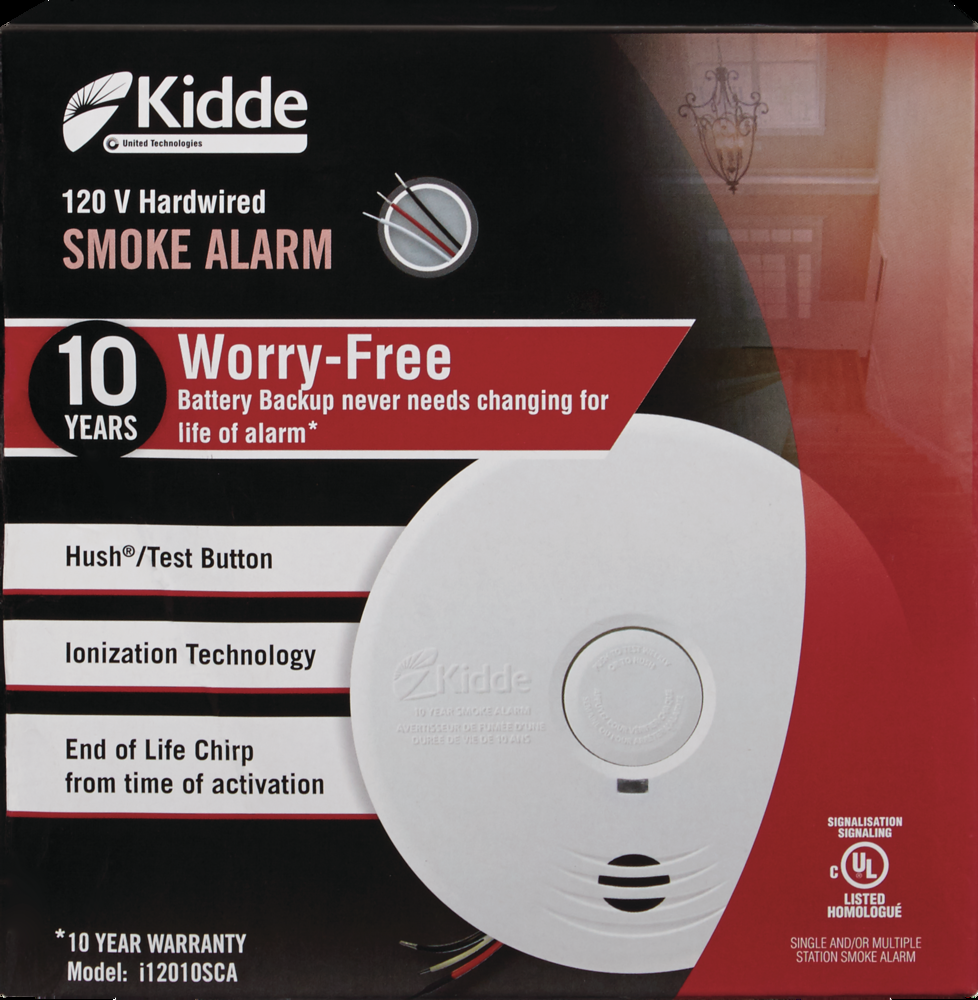 Kidde Worry-Free 120V Hardwired Smoke Alarm with 10-Year Sealed Battery