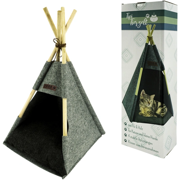 Deko-Tipi, BxH: 42 x 80 cm, filz/holz, hellgrau