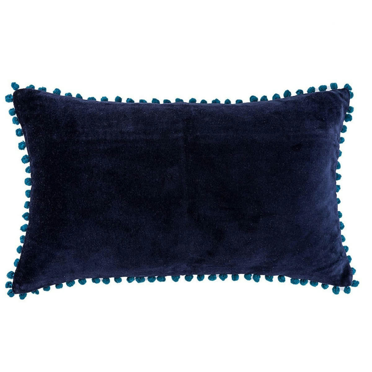 AVORIAZ - Housse de coussin velours de coton  50x30 bleu nuit