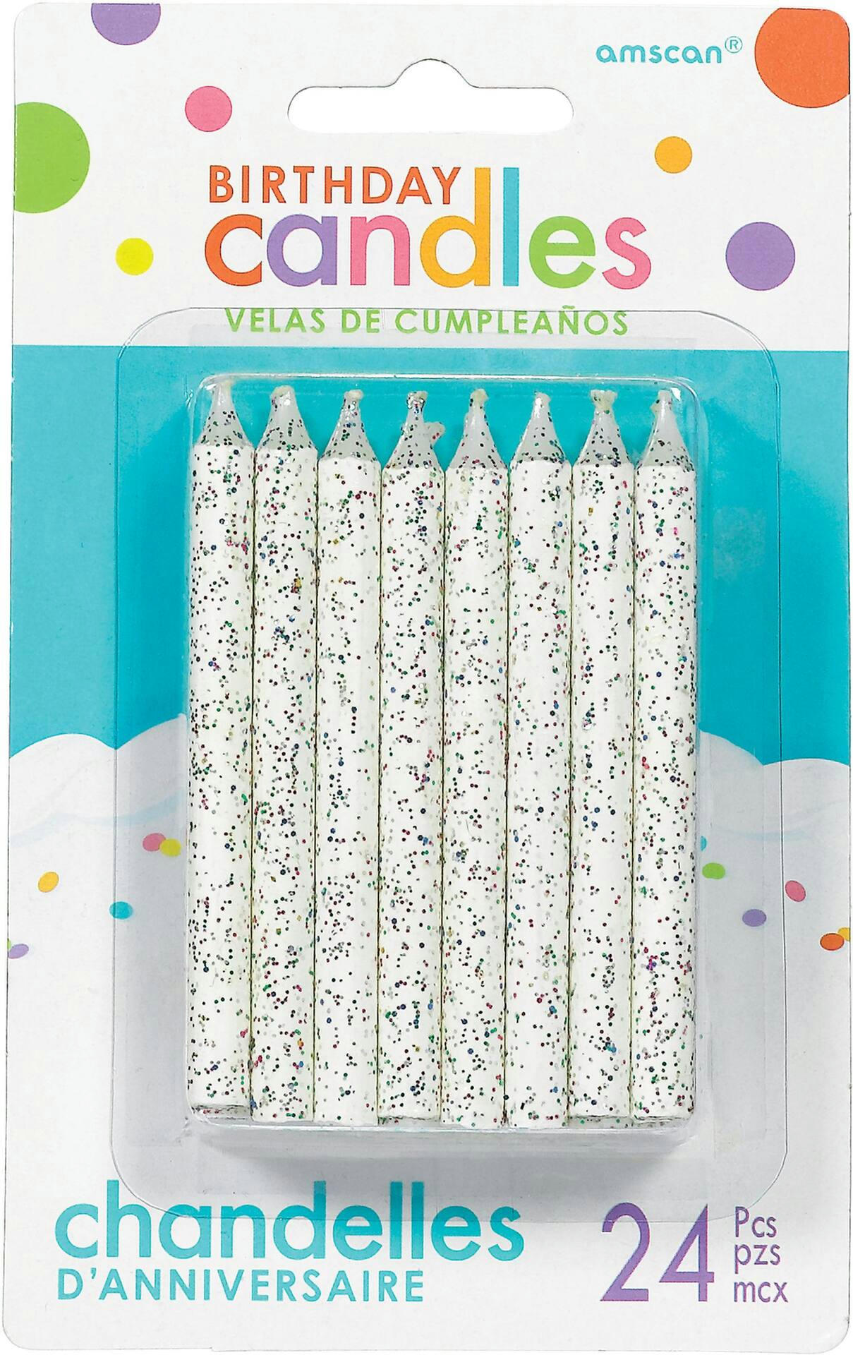 Glitter Birthday Candles, 24-pk