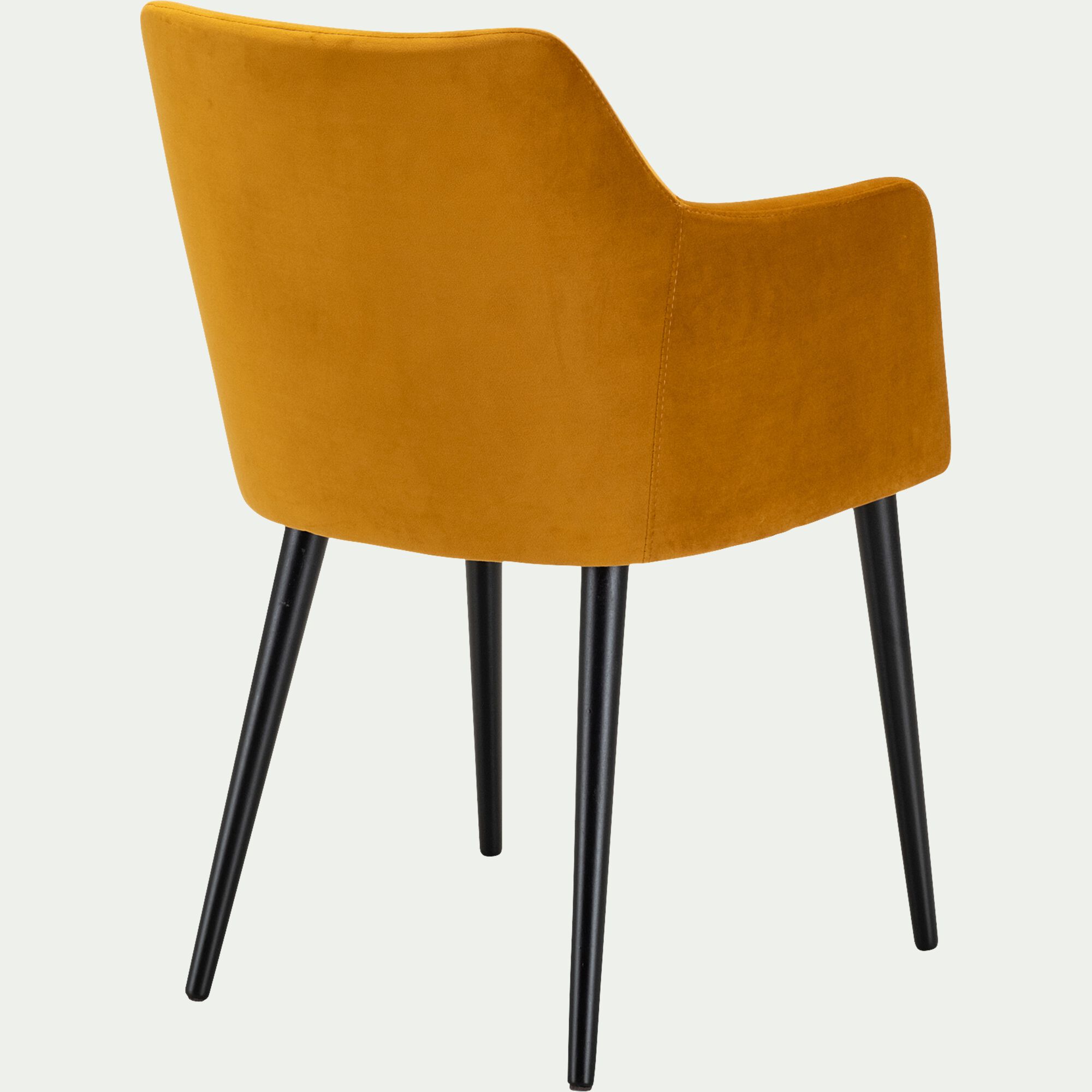 MANE - Chaise en tissu effet velours avec accoudoirs - jaune argan