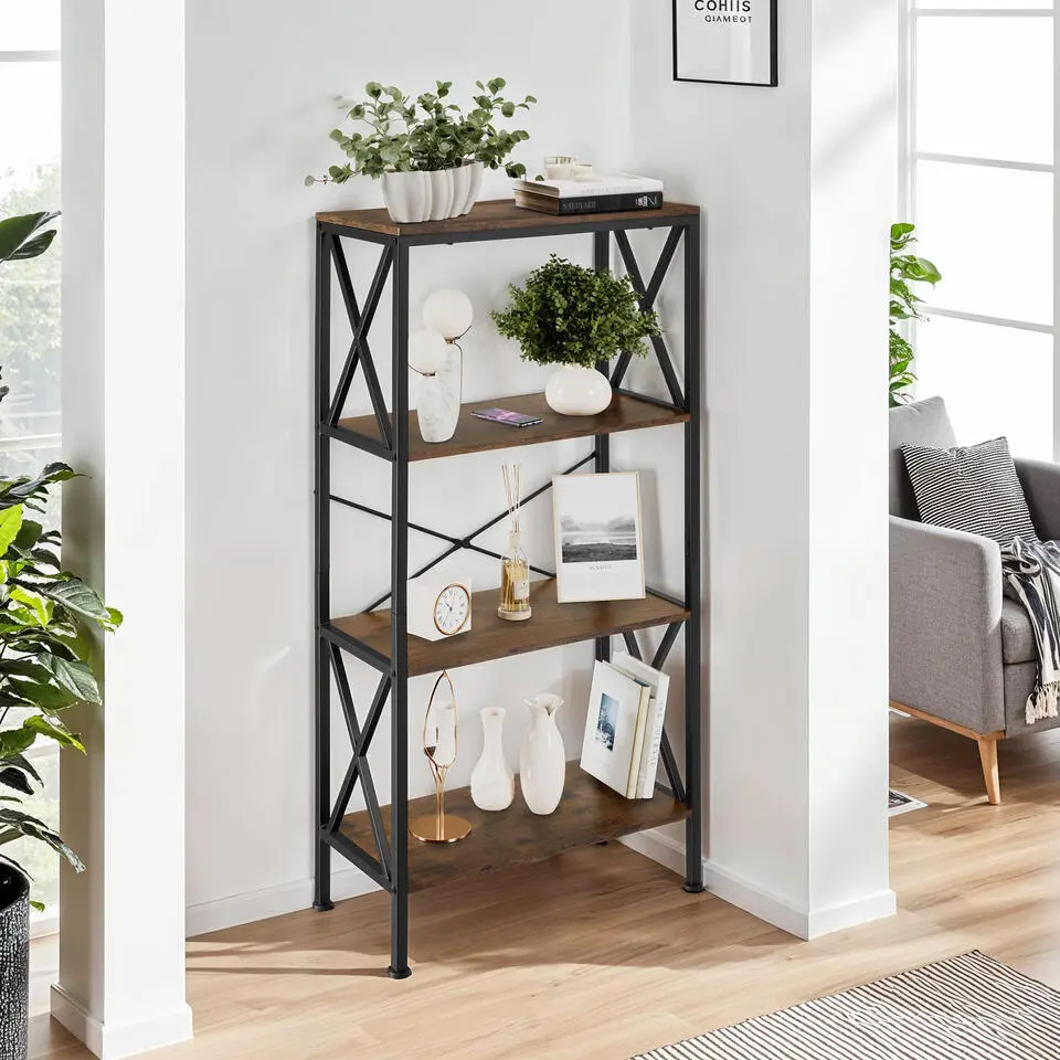 tectake Wandkast Barry 61,5x31,5x133,5cm, Industrieel Hout Donker, Rustiek