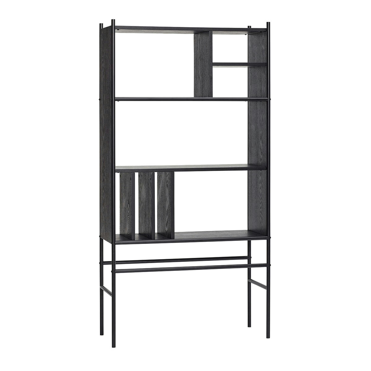 DIVIDE - Étagère avec tablettes en frêne et métal FSC noir