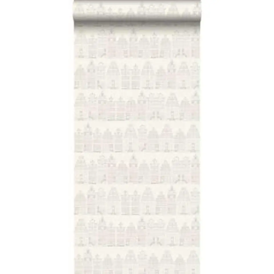 ESTAhome behang - Amsterdamse huizen - zilver - 53 cm x 10,05 m
