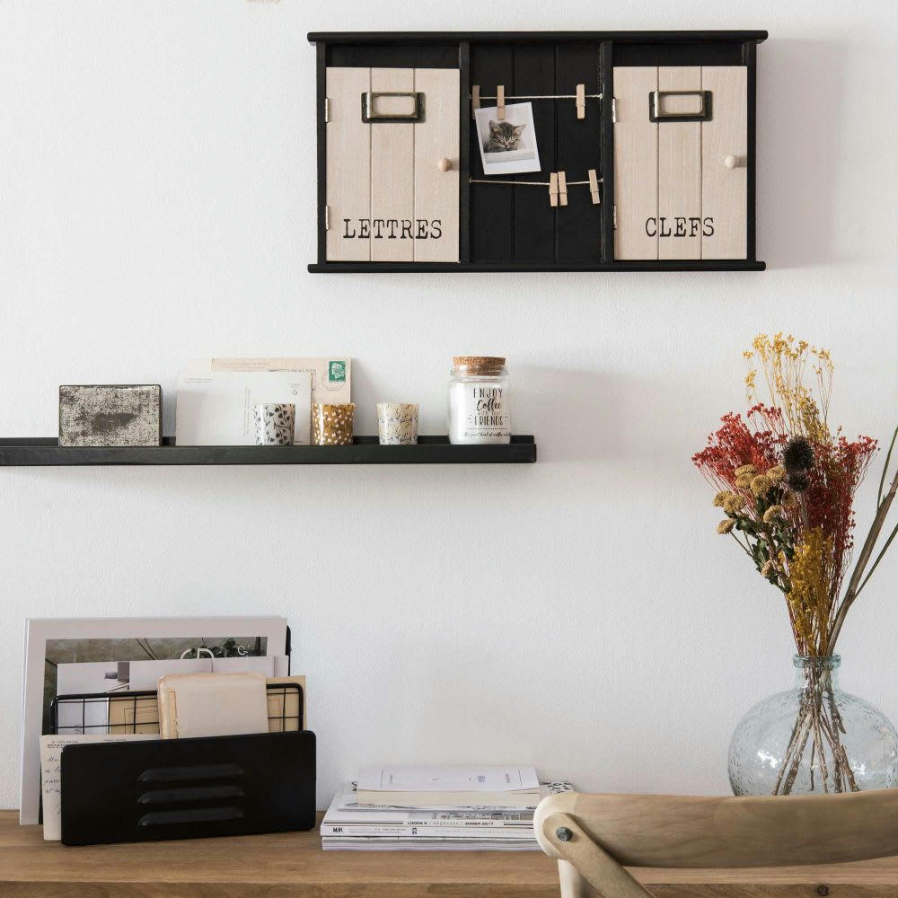 NEWS & LETTERS - Porte-courrier industriel en métal noir