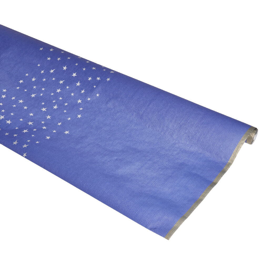 Nappe en papier bleu motifs étoiles 6m