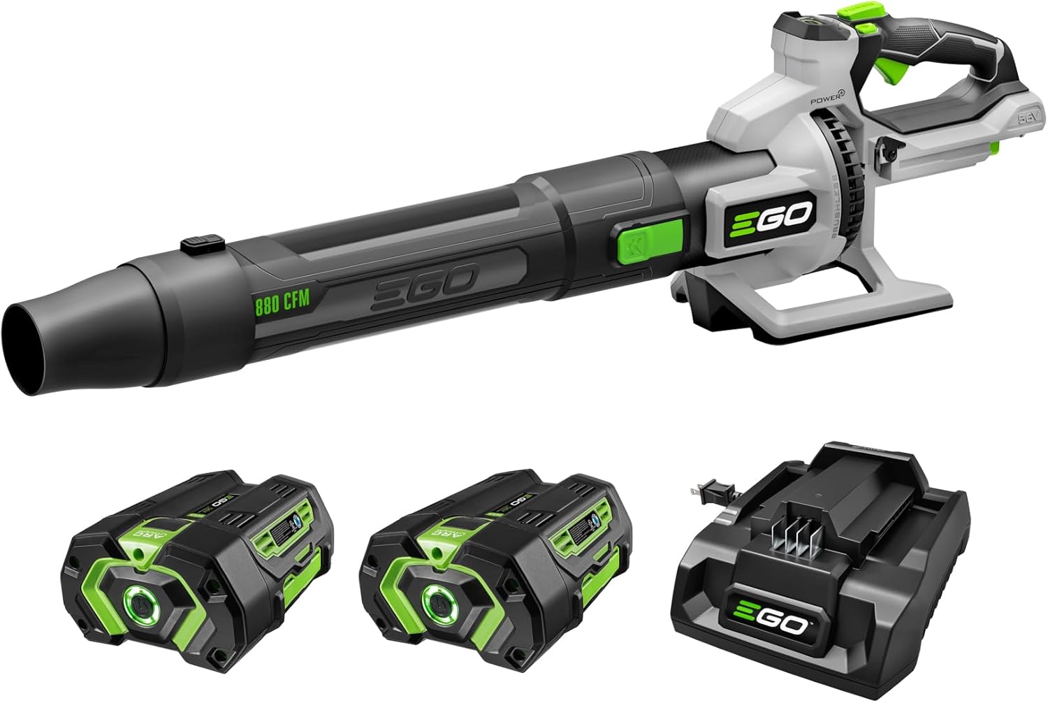 EGO Power+ Leaf Blower  Cordless Electric 880 CFM  Includes (2) 56V 4.0Ah Batteries and Charger - LB8803-2
