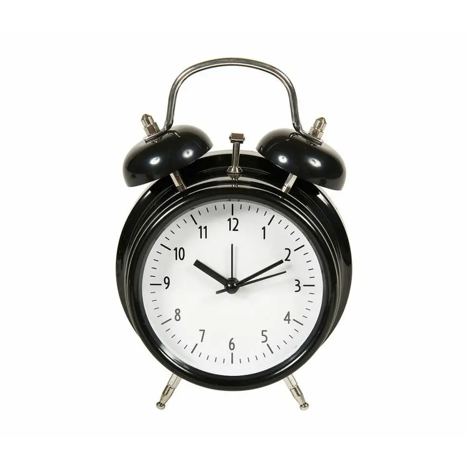 Ostaria Tafelklok en wekker Model Bells - zwart - 12 cm - metaal