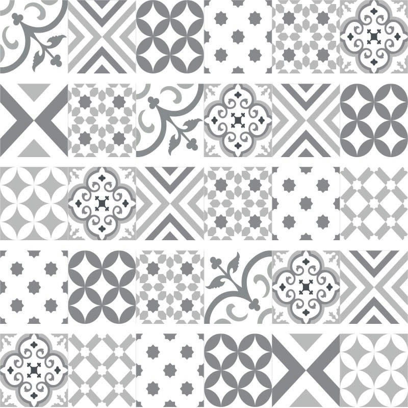 MIX PARONTRAD - Lot de 5 Contremarches H 18xL100cm Gris Carreaux de Ciment