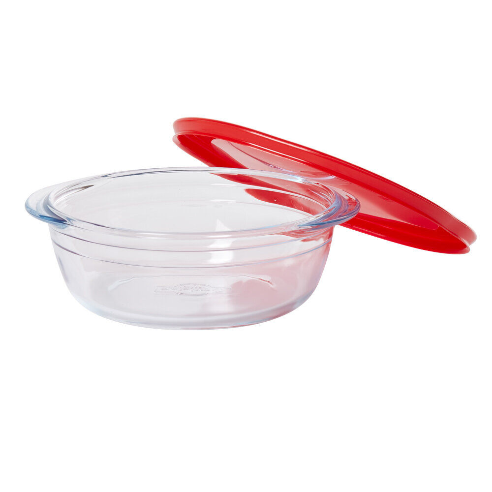 Plat à four rond en verre couvercle plastique