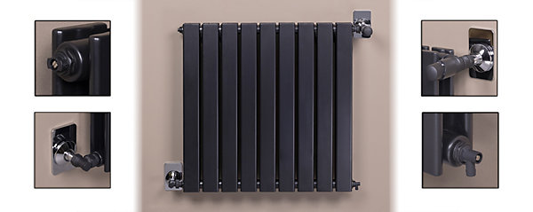Kit robinet pour radiateur thermostatique 15x21 noir