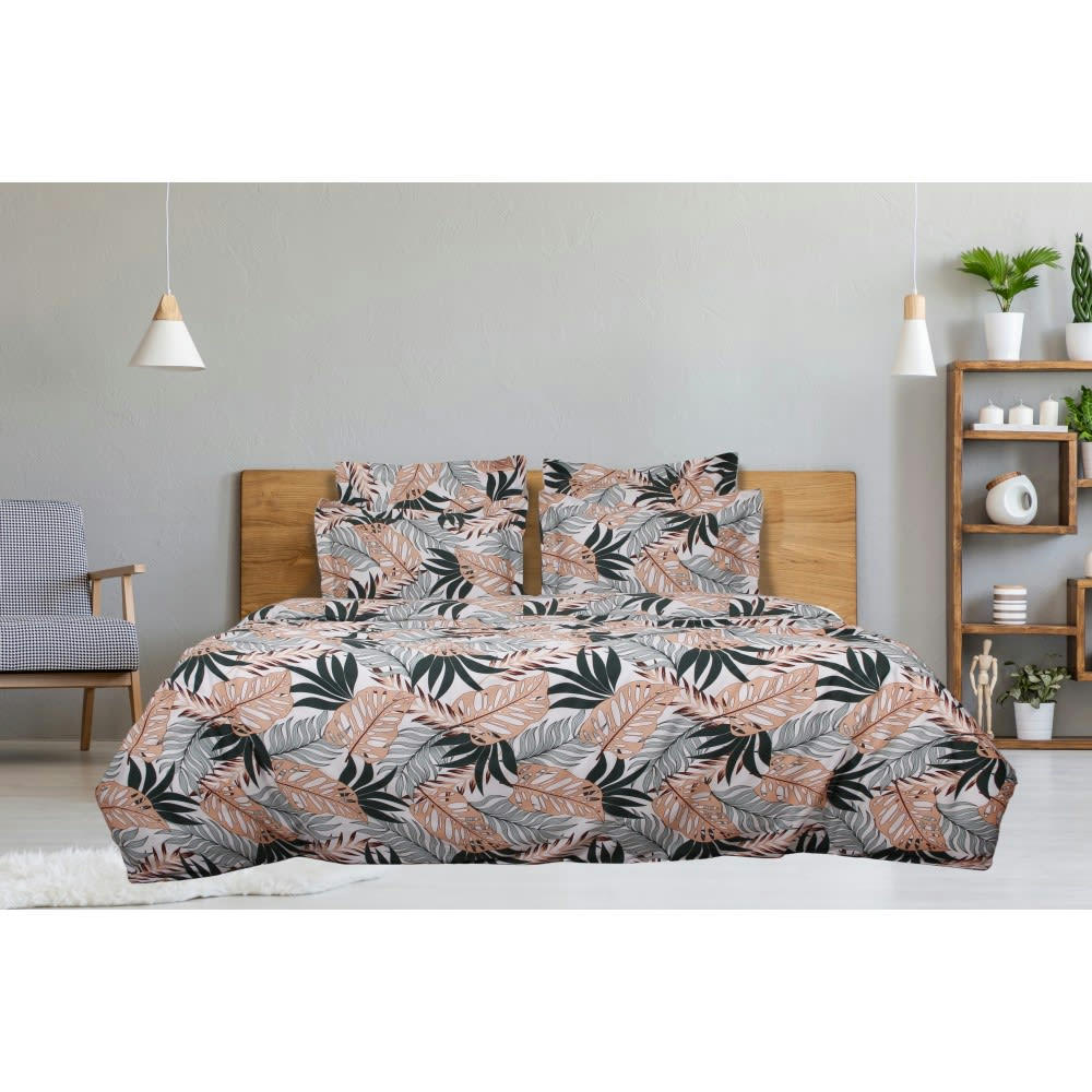 TROPICAL SATIN - Drap housse satin de coton 90x190 cm imprimé Tropical